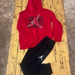 Jordan Red Hoodie and Black Joggers for Kids